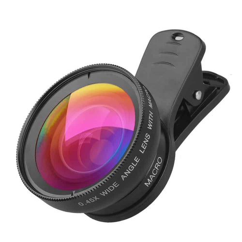 Apexel APL-0.45WM 2-in-1 professional smartphone lens kit, 0.45X wide angle and 12.5x macro, universal clip