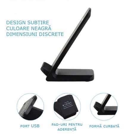 Incarcator wireless QI Edman S70, 2 Bobine cu Incarcare rapida, Universal, negru