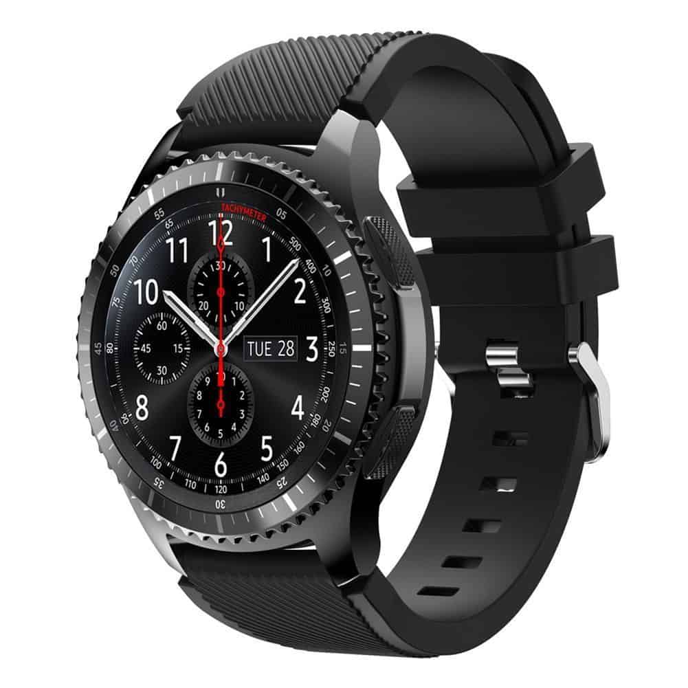 Curea silicon Edman compatibila Samsung Gear S3, telescoape Quick Release, 22mm, Negru