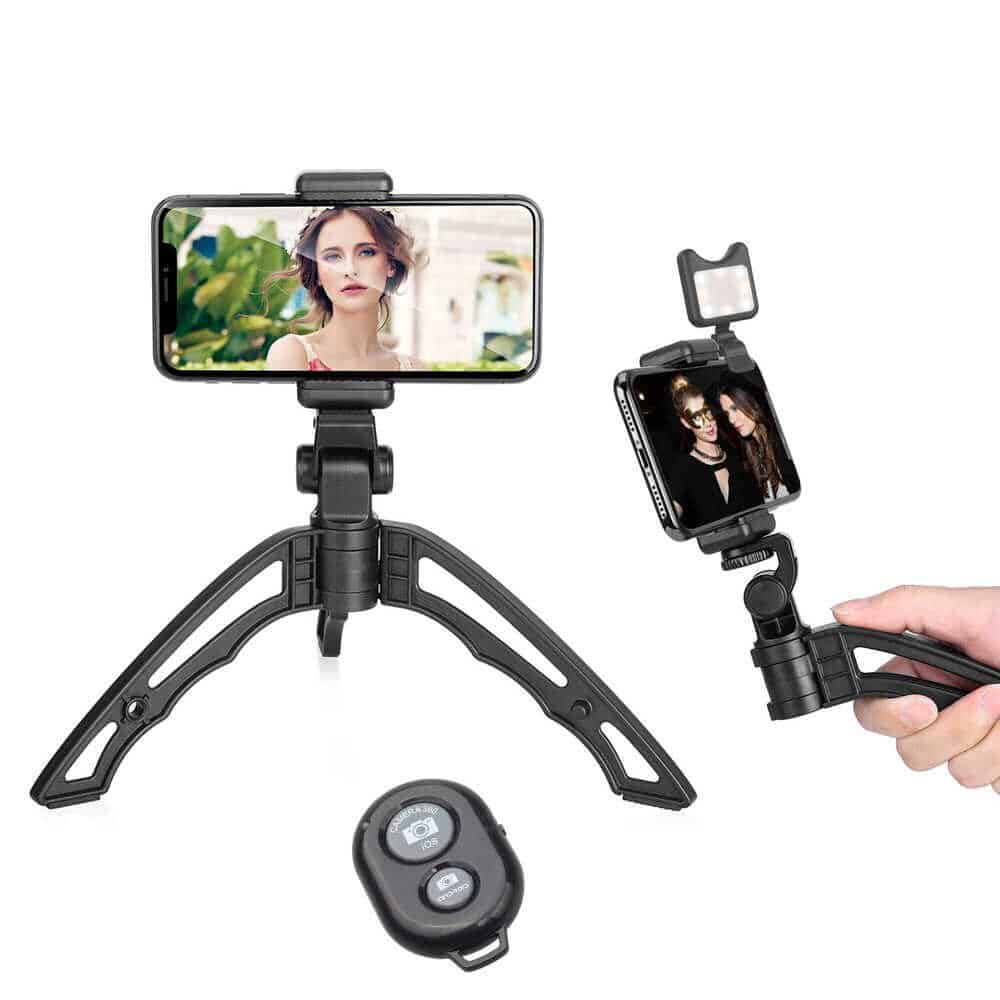 Suport tripod Apexel APL-JJ04 cu telecomanda bluetooth si blit flash led pentru telefon smartphone Iphone, Samsung, Gopro