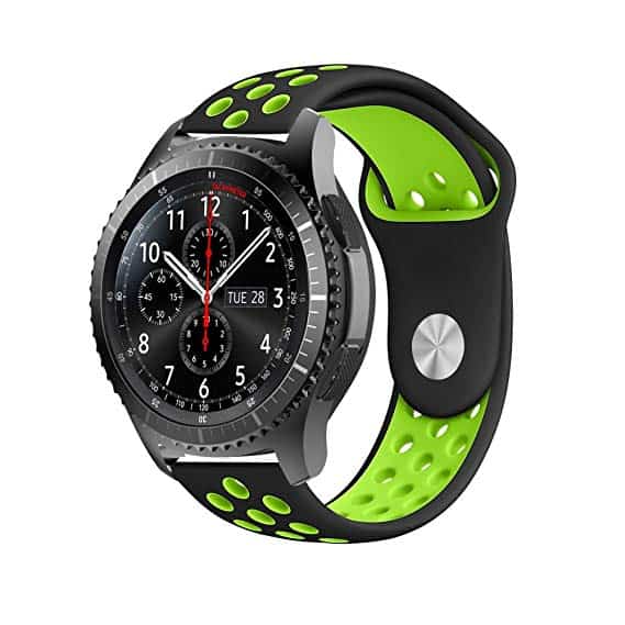 Curea silicon sport Edman compatibila Samsung Gear S3, telescoape Quick Release, 22mm, Negru/Verde