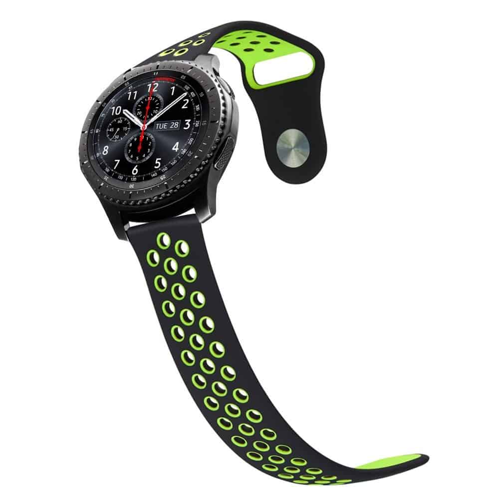 Curea silicon sport Edman compatibila Samsung Gear S3, telescoape Quick Release, 22mm, Negru/Verde