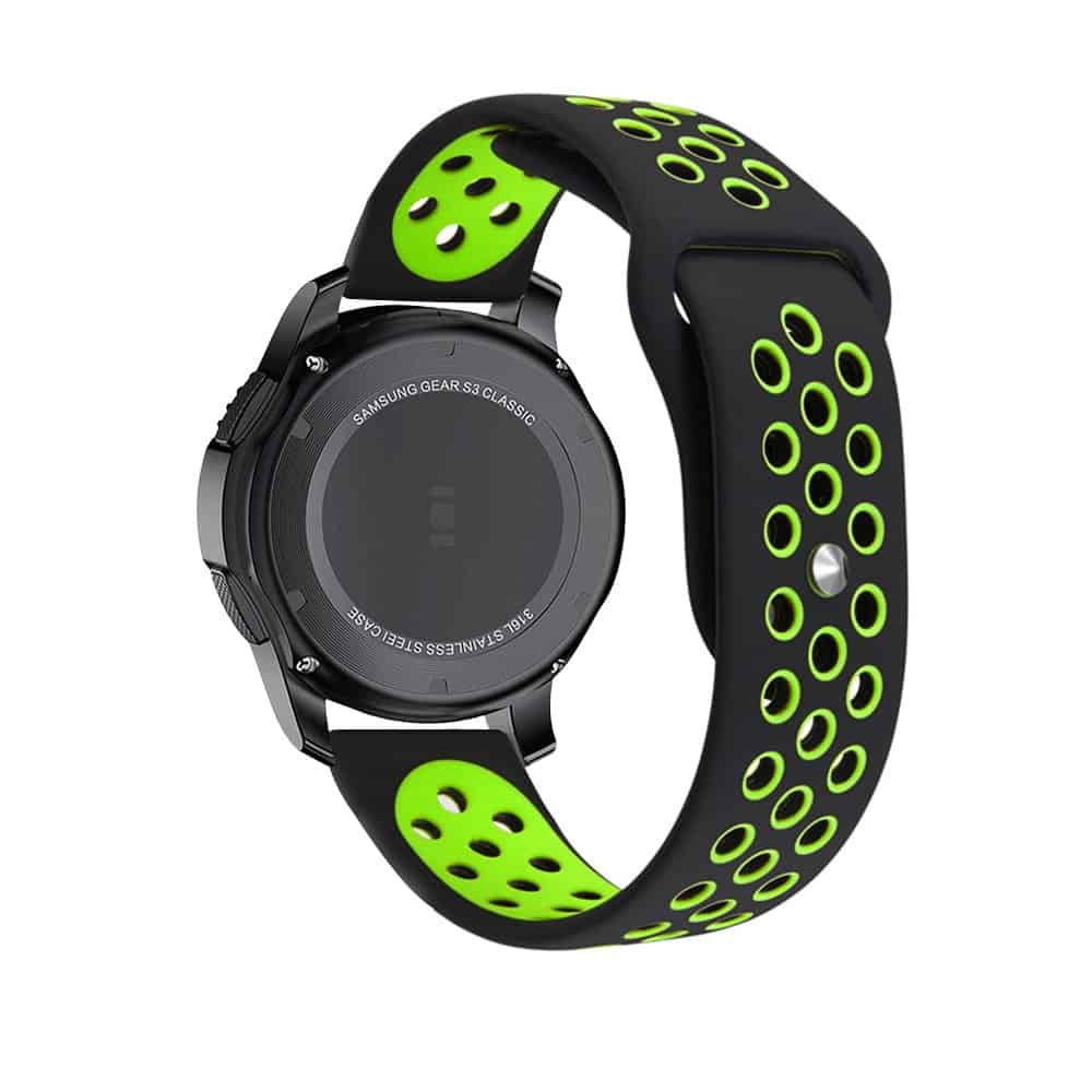 Curea silicon sport Edman compatibila Samsung Gear S3, telescoape Quick Release, 22mm, Negru/Verde