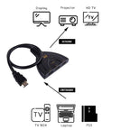 Adaptor HDMI 4k Edman cu 3 porturi, Switch Splitter, negru