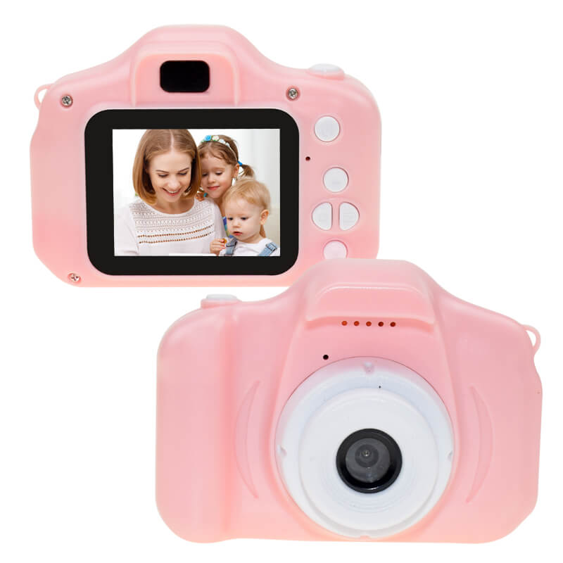 Aparat foto mini copii Edman, LCD 2.0 inch, Micro SD, Unghi larg 140 grade, rezistent la apa, Roz