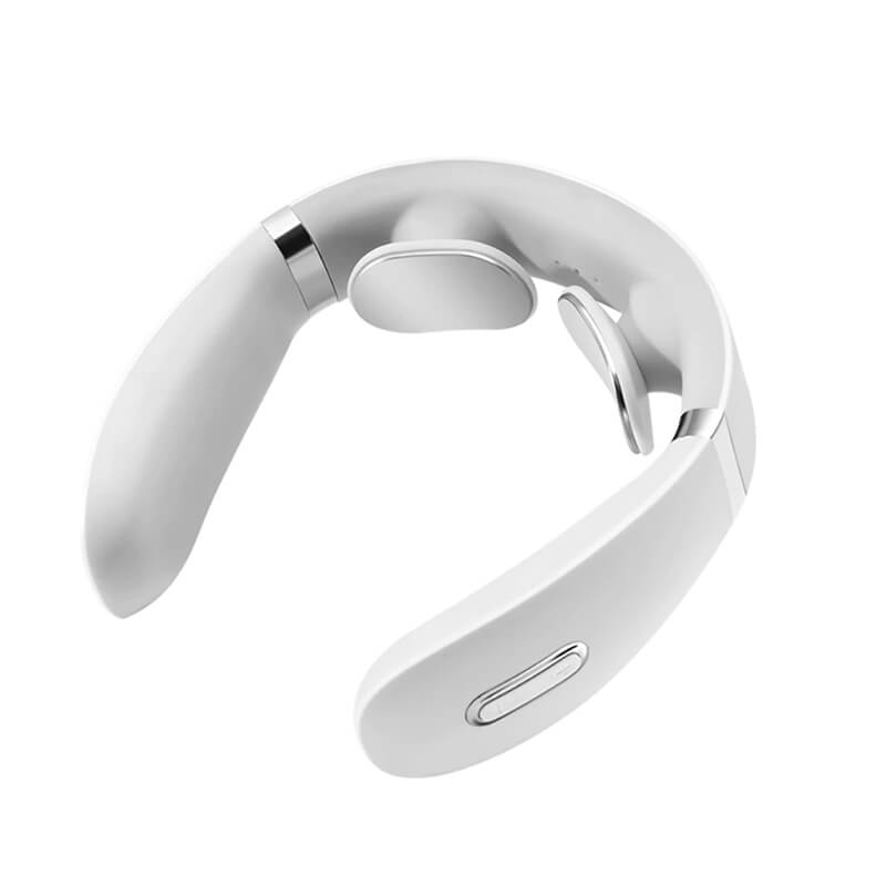Aparat masaj cervical cu impulsuri electromagnetice, cu incalzire, portabil, 3 moduri de masaj, 15 nivele de intensitate, USB, telecomanda, Edman, Alb