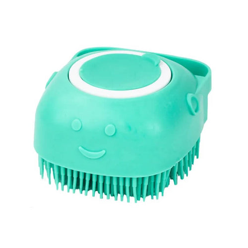 Edman soft silicone dog/cat washing sponge, 80ml shampoo/water reservoir, Green