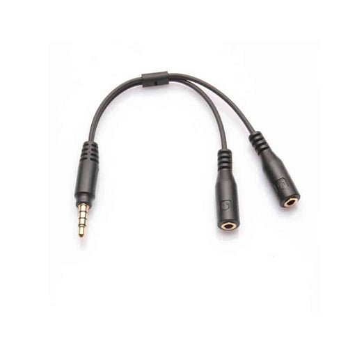 Edman audio cable 3.5mm male jack to 2x 3.5mm female, headphones and microphone, 13.5cm, Black