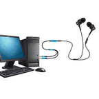Cablu splitter audio Edman Jack 3.5mm tata casti si Jack 3.5mm tata microfon la Jack 3.5mm 4 pini mama, 30 cm, Negru