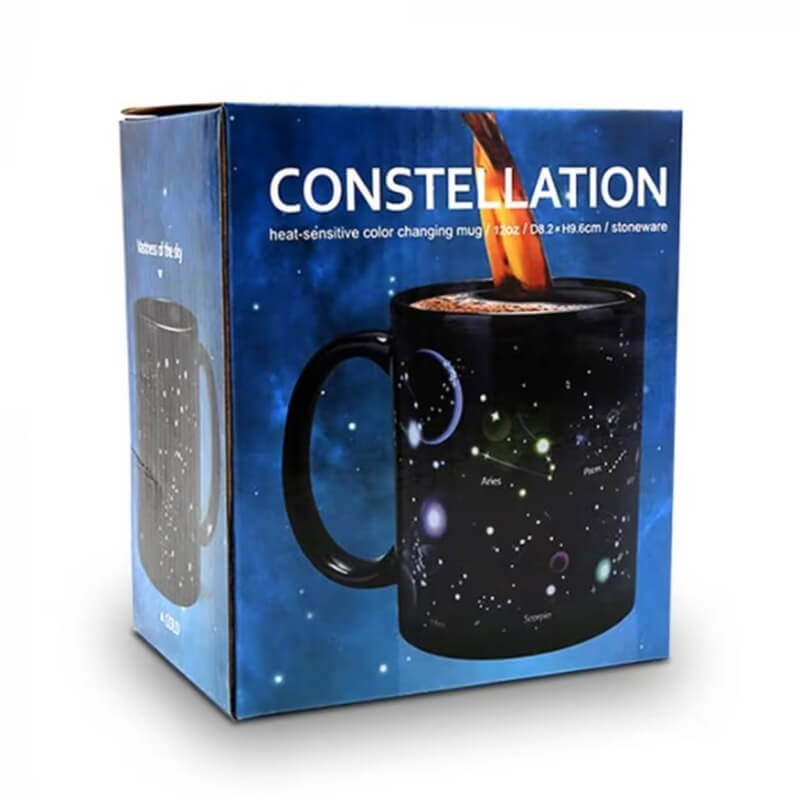 Cana ceramica termosensibila Edman Constelatii, 290ml, Negru