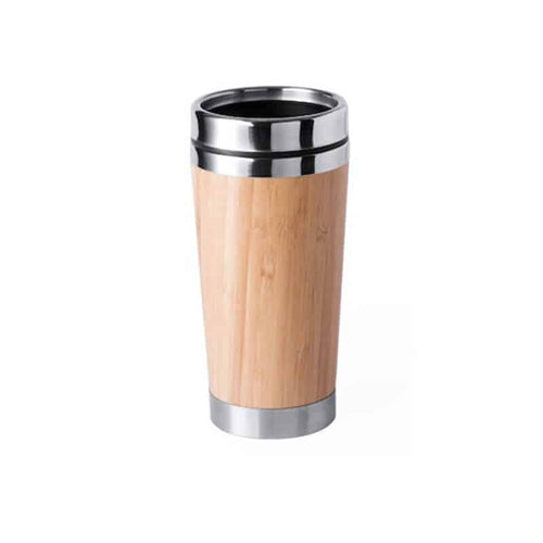 Edman bamboo and stainless steel insulated double-wall coffee mug
