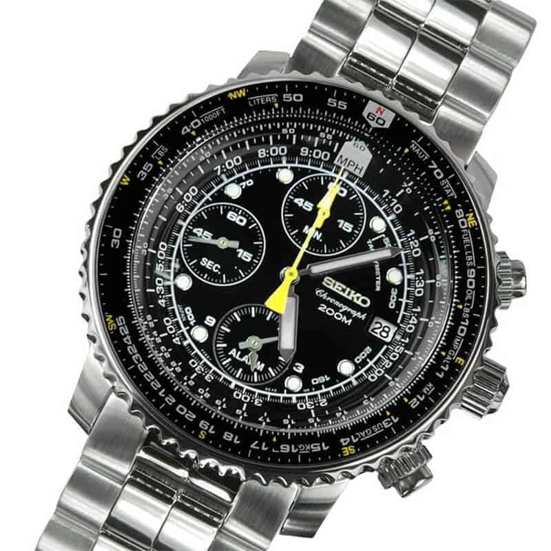 Ceas barbatesc Seiko SNA411 Flight Chronograph Steel Black