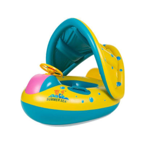 Edman Summer sea inflatable swim ring with steering wheel, canopy and child seat, yacht design