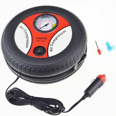 Edman LC-302 air compressor with car/motorcycle socket plug, pressure gauge, max 18 bar, on/off button, Black