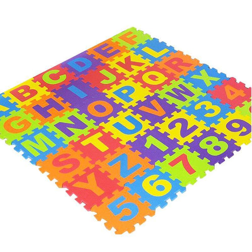 Edman EVA foam puzzle mat with removable numbers and letters, 15.5x15.5x0.9cm, multicolour, set of 36 pieces