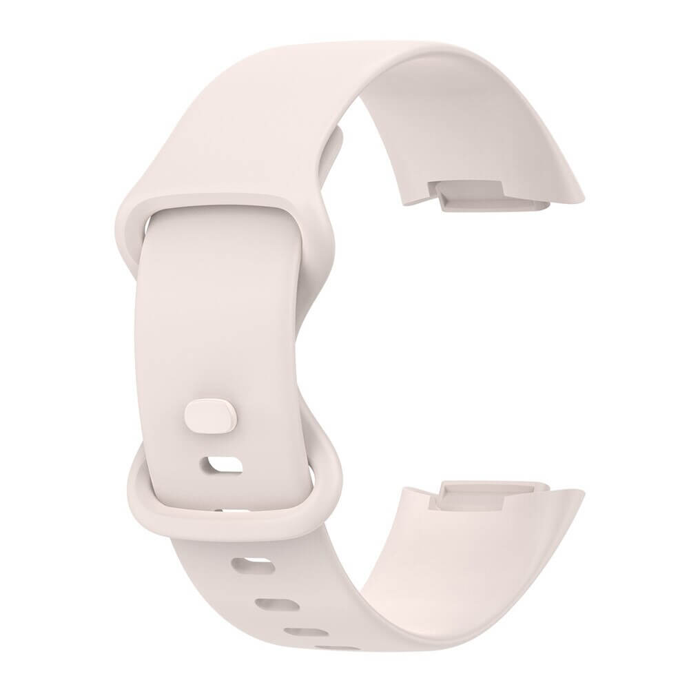 Bratara siliconica Edman pentru Fitbit Charge 5/6, marimea S, Lunar White