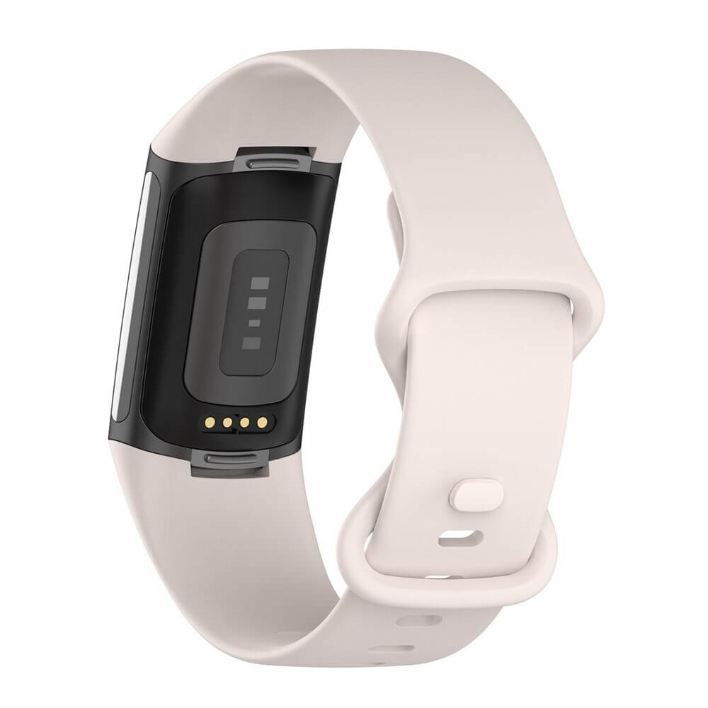 Bratara siliconica Edman pentru Fitbit Charge 5/6, marimea S, Lunar White