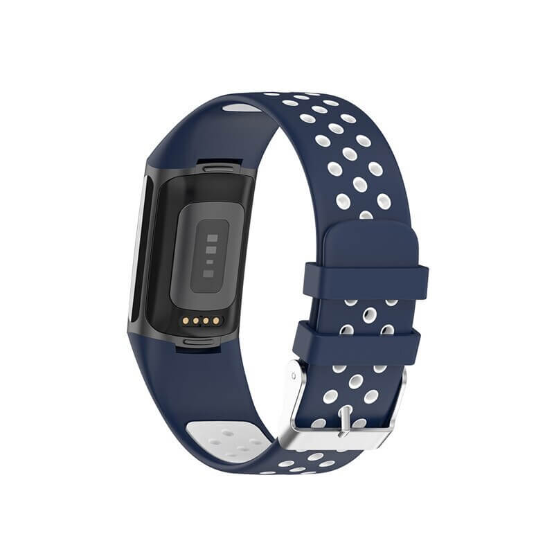 Curea Bratara sport Edman pentru Fitbit Charge 5/6, Albastru/Alb