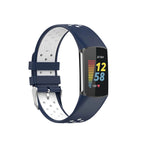 Curea Bratara sport Edman pentru Fitbit Charge 5/6, Albastru/Alb