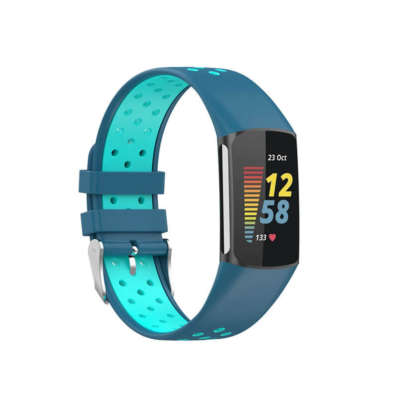 Curea Bratara sport Edman pentru Fitbit Charge 5/6, Albastru/Turcoaz