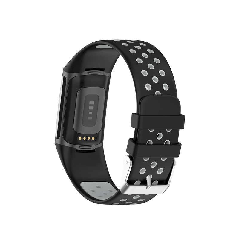 Curea Bratara sport Edman pentru Fitbit Charge 5/6, Negru/Gri