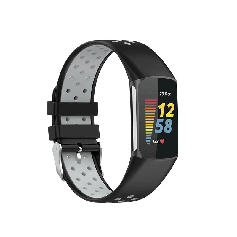 Curea Bratara sport Edman pentru Fitbit Charge 5/6, Negru/Gri