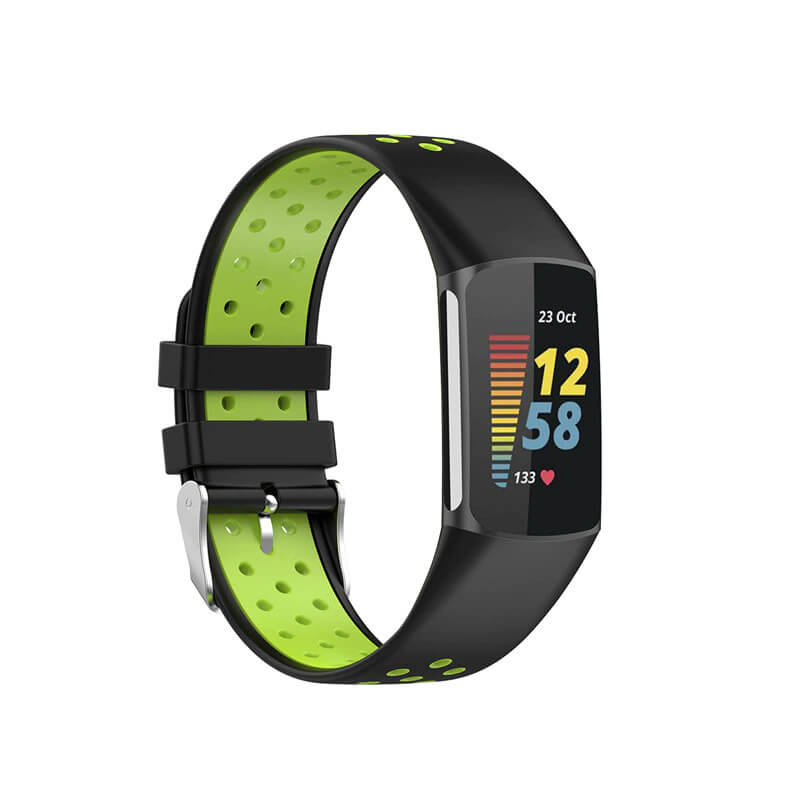 Curea Bratara sport Edman pentru Fitbit Charge 5/6, Negru/Verde