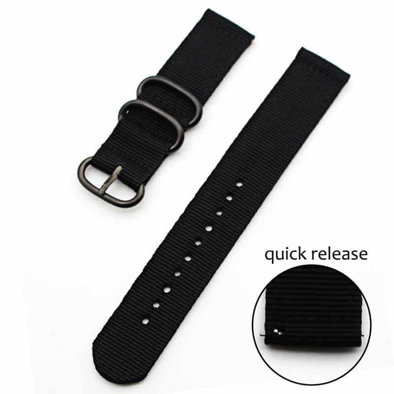 Curea de schimb Edman universala, 20mm, material textil, Negru