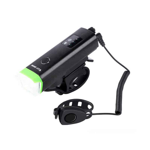 Bicycle headlight with light sensor and horn/bell, water resistant, USB charging