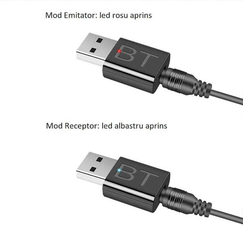 Adaptor Emitator/Receptor Edman BKTV Bluetooth 5, DAC 2 in 1, intrare AUX, iesire audio, jack 3.5 mm