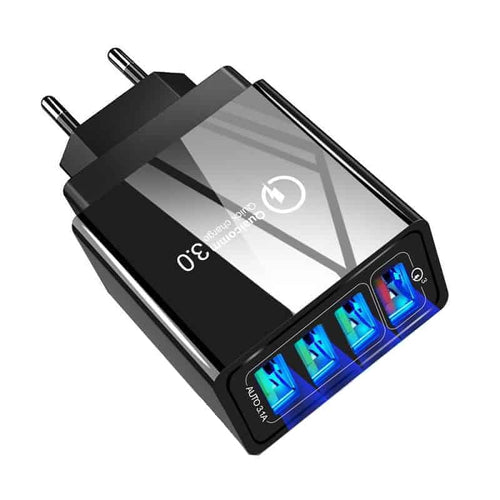 Edman QC3 wall charger 4xUSB 3.5A USB 3.0 - Black