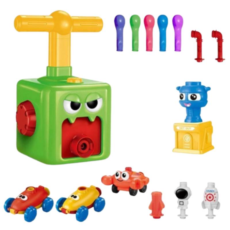 Jucarie interactiva lansator de baloane Edman POB - masinute cu baloane, educativ, pompa pentru baloane, Verde Monster