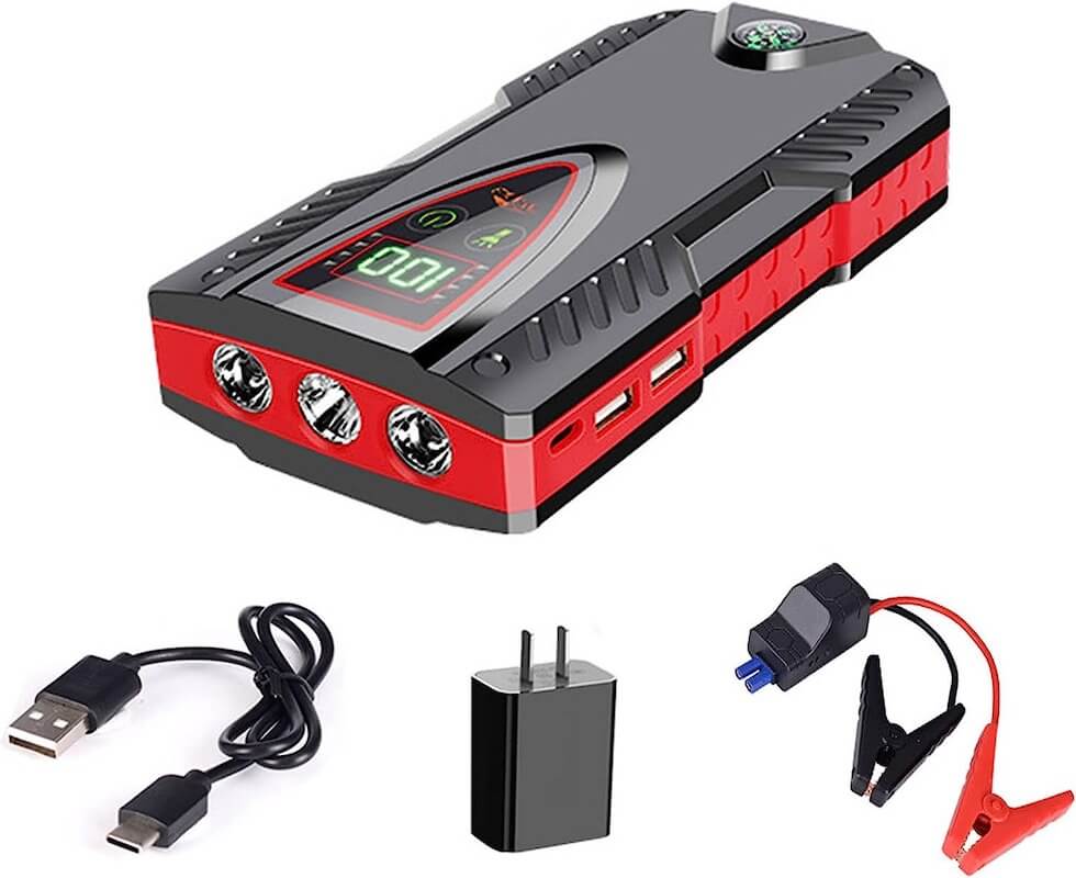 Resigilat : Kit Jump Starter Edman redresor auto/moto, motor pana la 6.0L, afisaj digital Power Bank, 40000 mAh, Negru