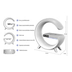 Lampa inteligenta Edman RGB, cu incarcare rapida, fara fir, difuzoare, afisaj digital, alarma, control prin aplicatie, Gri
