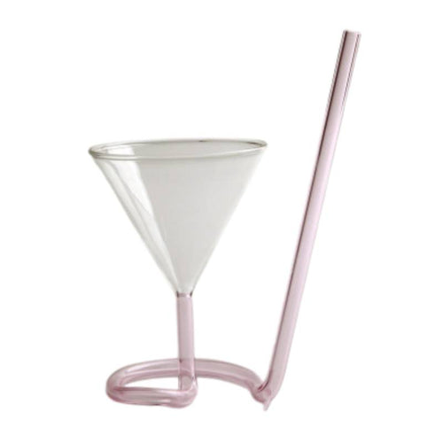 Edman Martini creatief glas met ingebouwd rietje, hittebestendig glas, 190ml