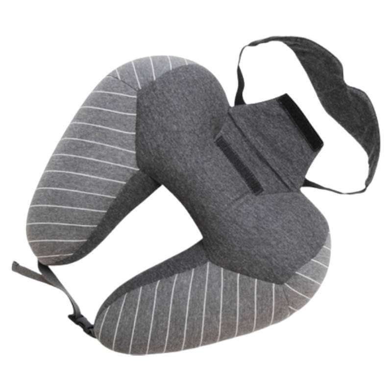 Perna pentru gat si avion Edman Essential U1S, cu suport lombar, 32x30x11 cm, Gri inchis