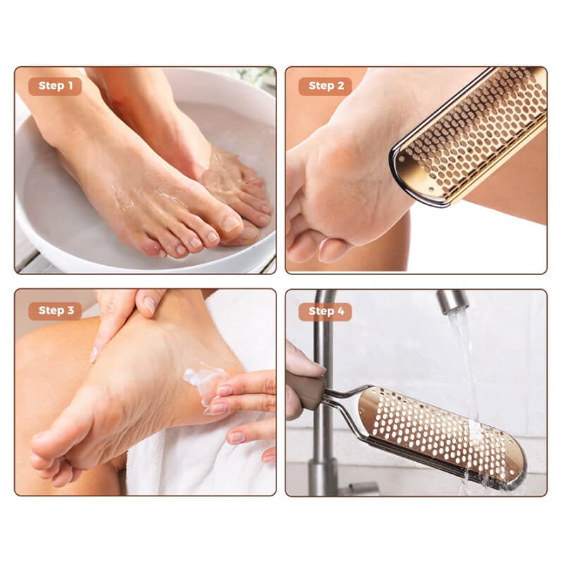 Pila de calcaie Profesionala Edman cu razuitor Extra Smooth PRO, otel inoxidabil, Maro/Argintiu