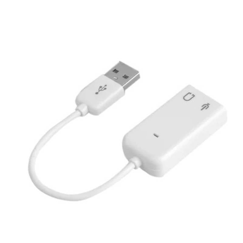 Placa de sunet Edman USB 7.1, cu adaptor pentru casti si microfon, Alb