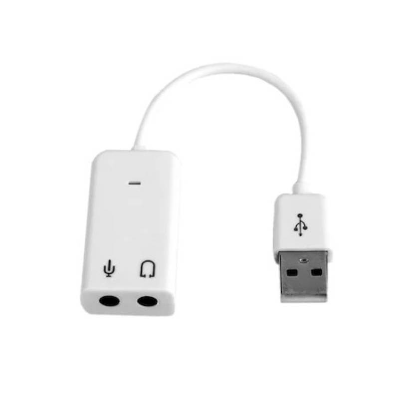 Placa de sunet Edman USB 7.1, cu adaptor pentru casti si microfon, Alb