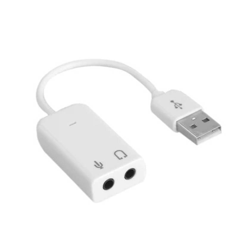 Placa de sunet Edman USB 7.1, cu adaptor pentru casti si microfon, Alb
