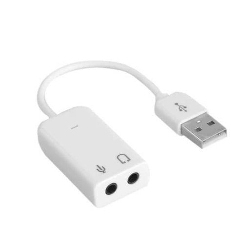 Edman USB 7.1 sound card with headphone and microphone adapter, White