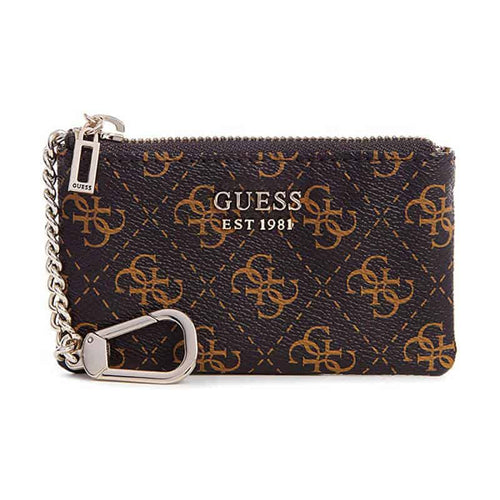 Guess Noelle Zip Coin Pouch women's leather purse, Brown/Gold