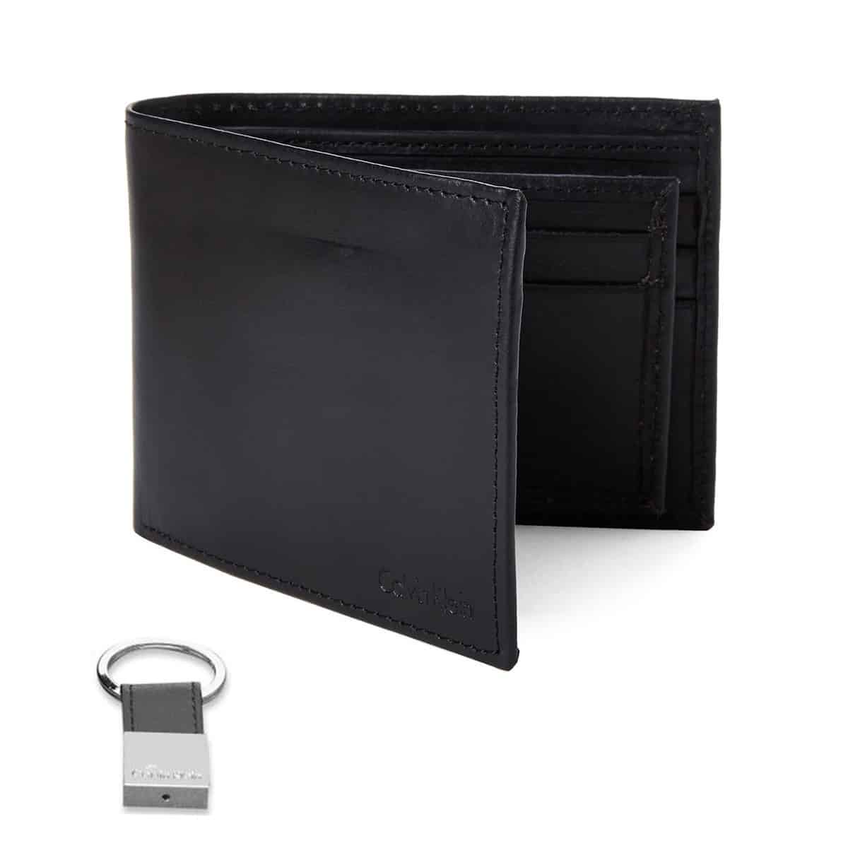 Set Portofel Calvin Klein Si Breloc - Bookfold & Key Fob Set, din piele, Negru
