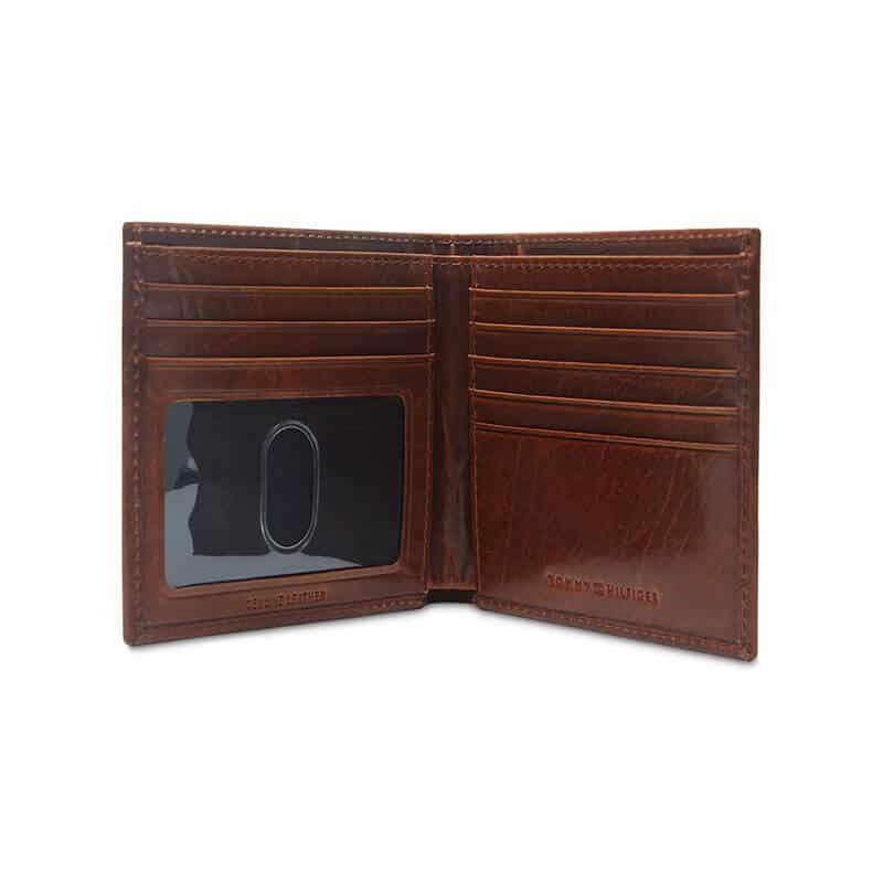 Portofel din piele pentru barbati Tommy Hilfiger Brevon Hipster RFID Wallet, Maro