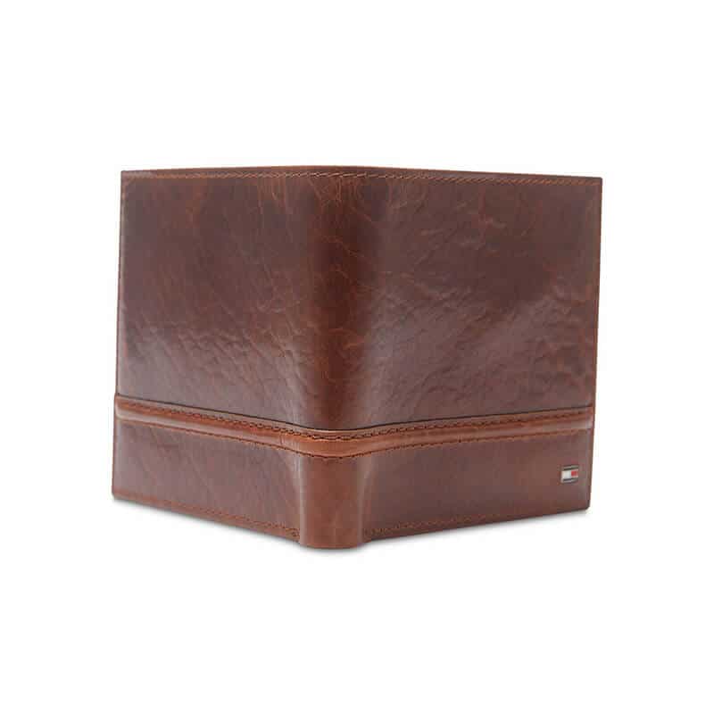 Portofel din piele pentru barbati Tommy Hilfiger Brevon Hipster RFID Wallet, Maro