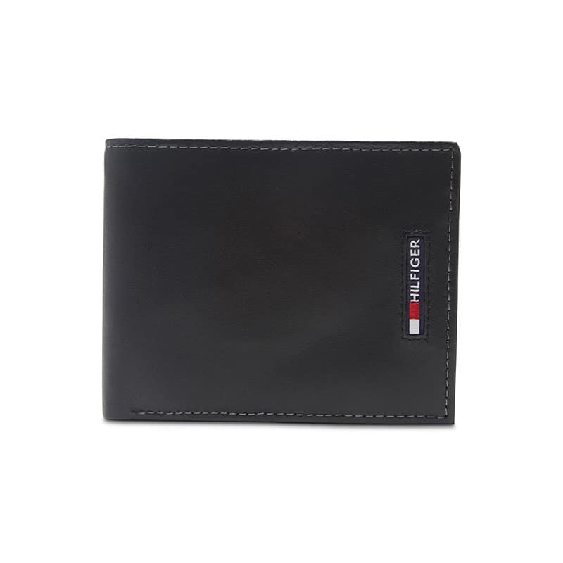Portofel din piele pentru barbati Tommy Hilfiger Slim Extra-Capacity Leather Wallet, Negru