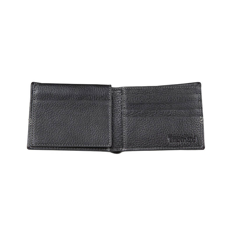 Portofel din piele/textil pentru barbati Timberland Milled Quad Stitch, Negru