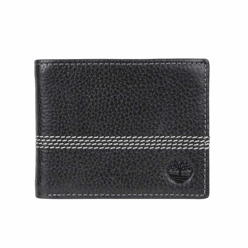 Timberland Milled Quad Stitch men's leather/textile wallet, Black