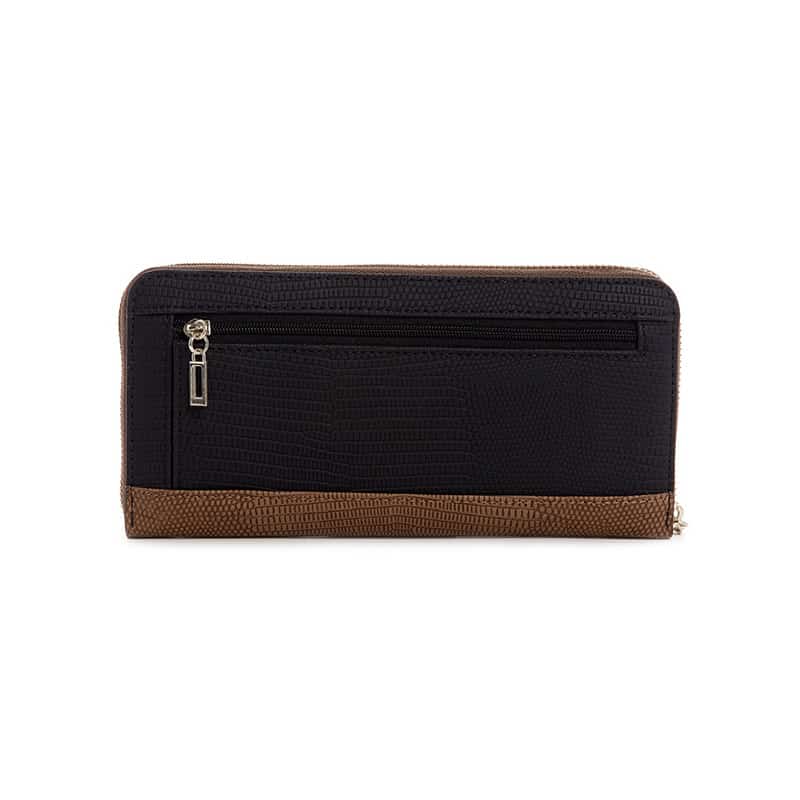 Portofel pentru femei GUESS Lyndi Large Zip Around Wallet, Maro