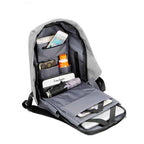 Rucsac / Ghiozdan Edman rezistent la apa, Antifurt, pentru laptop de 15.6", cu port incarcare USB, cablu USB inclus, Negru/Gri